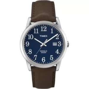 Image of Timex TW2P75900 Mens Easy Reader Watch with Gold-Tone Case & Brown Leather Strap