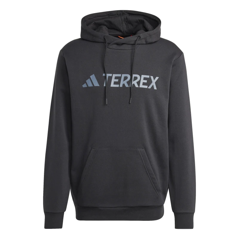 Image of adidas Terrex Multi Large Logo Hoodie Mens 1/4 Zip Fleece Tops S Black 44369703350