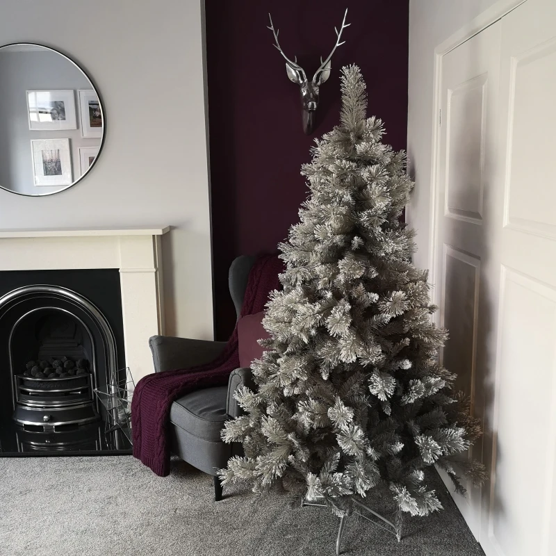 Image of Samuel Alexander 6ft (180cm) Premier Snow Fir Grey PVC Christmas Tree with 587 Cashmere Tips Grey