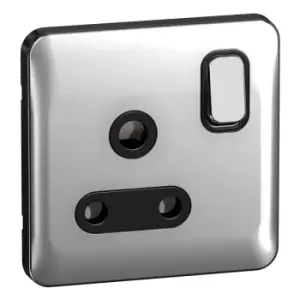Image of Schneider LSD 1G 15A Round Pin Switched Socket Black Insert Polished Chrome - GGBL3090BPCS