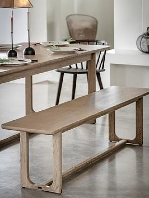 Image of EDITE Fallon Smoked Oak 3 Seater Dining Bench (165 cm) Smoked Oak ONE SIZE