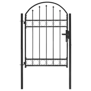 image of Vidaxl Fence Gate With Arched Top Steel 100X125cm Black