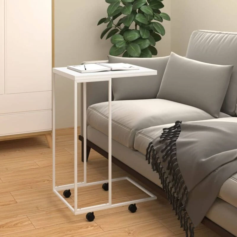 Image of VIDAXL Side Table with Wheels White 40x30x63.5cm Engineered Wood Vidaxl 8720286933596