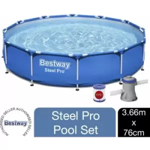 image of Steel Pro 12' x 30'/3.66m x 76cm Frame Swimming Pool Set - Bestway