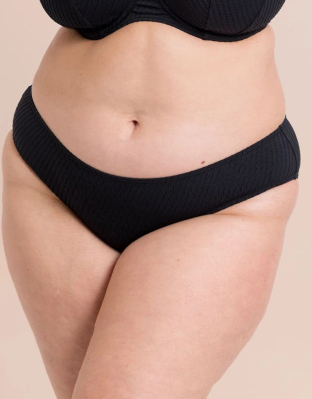 Image of Curvy Kate Womens Jet Set Low Rise Bikini Brief Bottoms in Black Size: Medium Black Female M