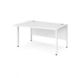 Image of Office Desk Left Hand Wave Desk 1400mm White Top With White Frame Maestro 25 MB14WLWHWH