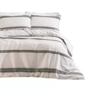 Image of The Linen Yard Osman Duvet Cover Set (King) (Ecru/Grey)