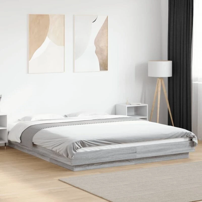 Image of VIDAXL Vidaxl - Bed Frame with LED Lights without Mattress Grey Sonoma 150x200cm 8721102617348