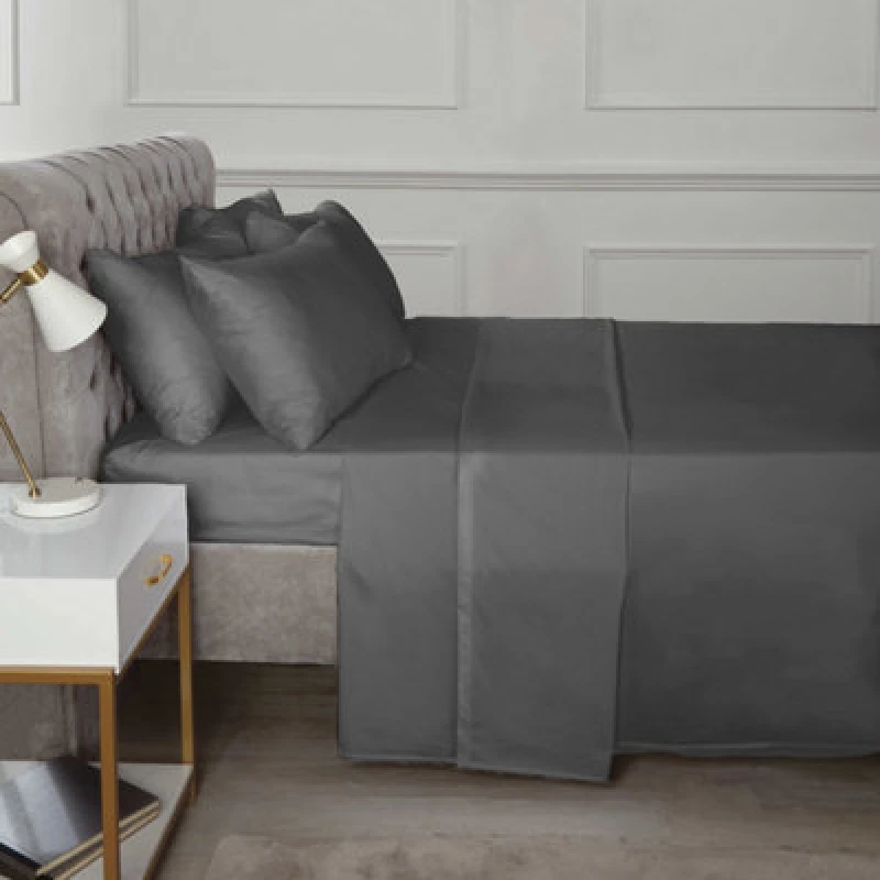 Image of Rapport Home TH Percale Fitted Sheet in Charcoal Size: Super King Charcoal Unisex Super King