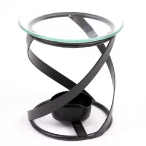 image of Simple Metal Spiral Design Oil Burner with Glass Dish