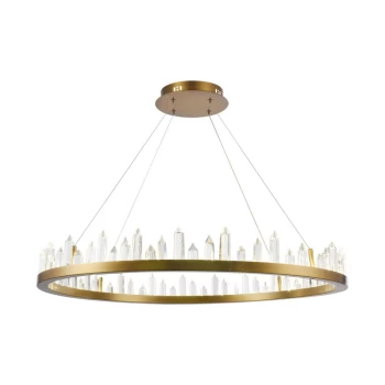 image of Gletscher Integrated LED Ceiling Pendant Lamp Brass & Crystal