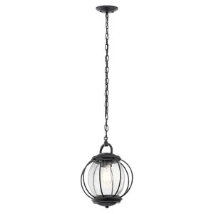 Image of 1 Light Small Outdoor Ceiling Chain Lantern Black, E27