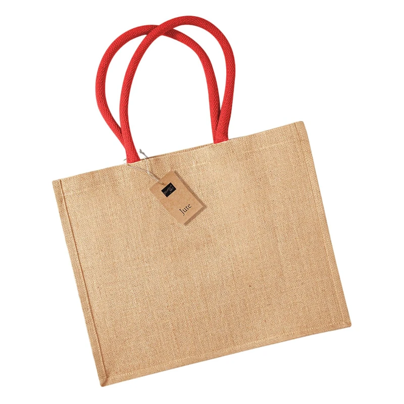 Image of Westford Mill Mens Classic Jute Shopper Bag in Dark Red Dark Red Male
