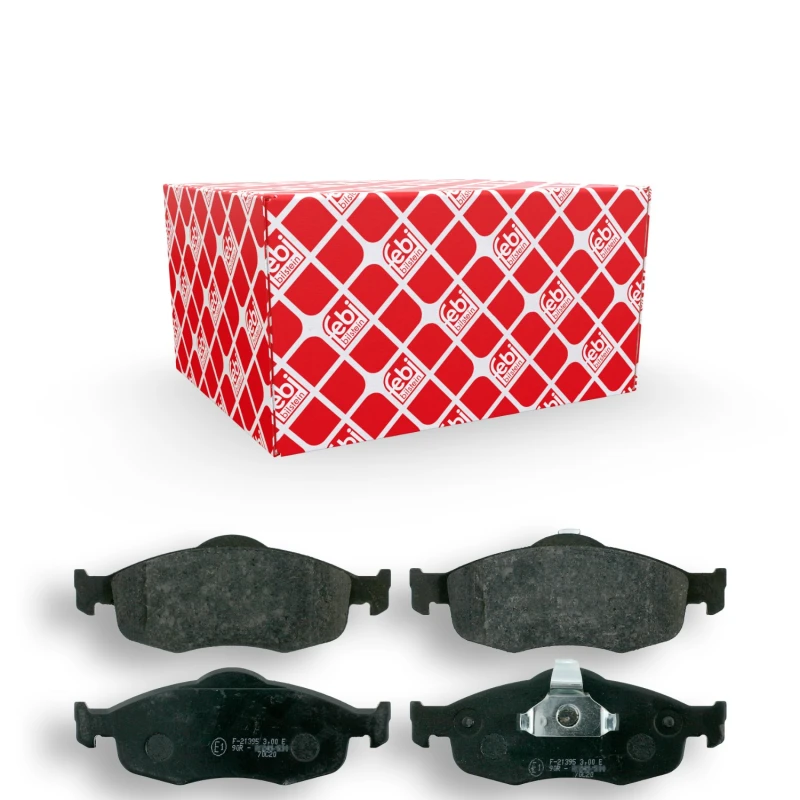 Image of FEBI BILSTEIN 16202 Brake pad set Front Axle, excl. wear warning contact, with piston clip Brake Pad Set,disc brake (402)