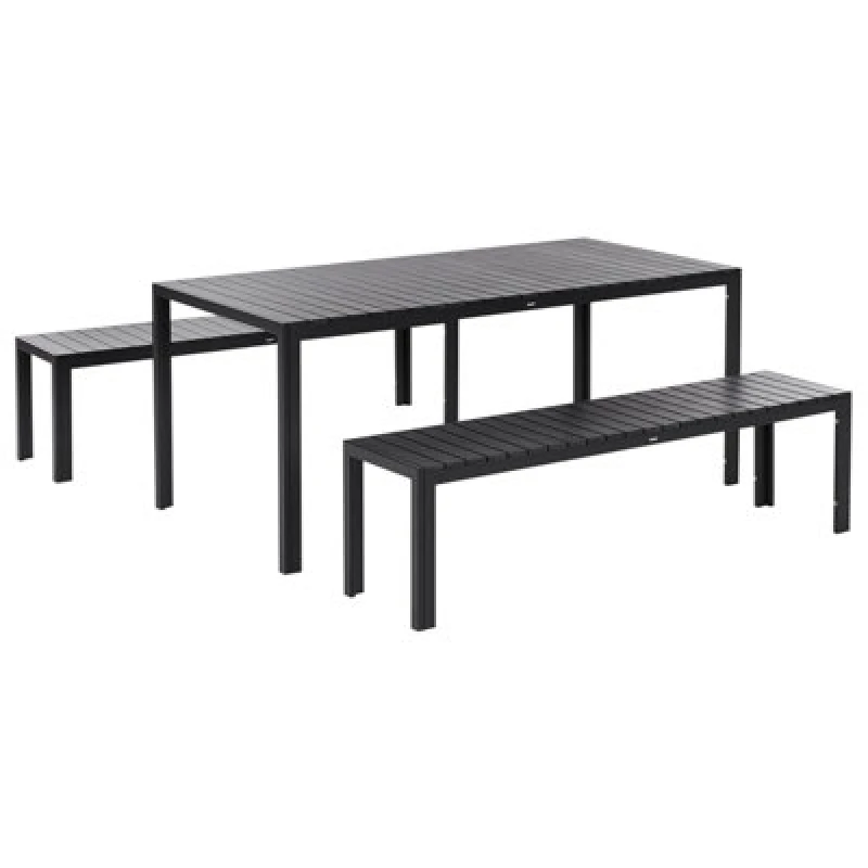 Image of Beliani Garden Dining Set With Benches 6 Seater Nardo Black