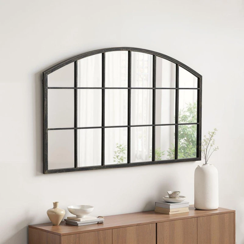 Image of LIFE IDEAS Framed Arched Wall Mirror for Decor Brown unisex One size