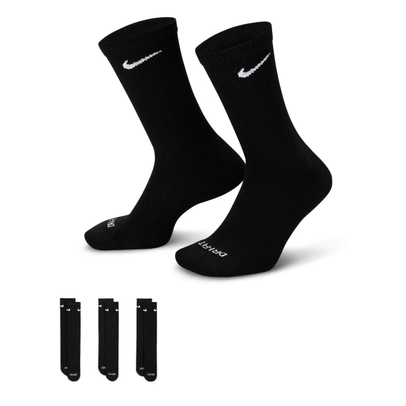 Image of Nike 3 Pack Crew Socks Mens Black male S 2-5