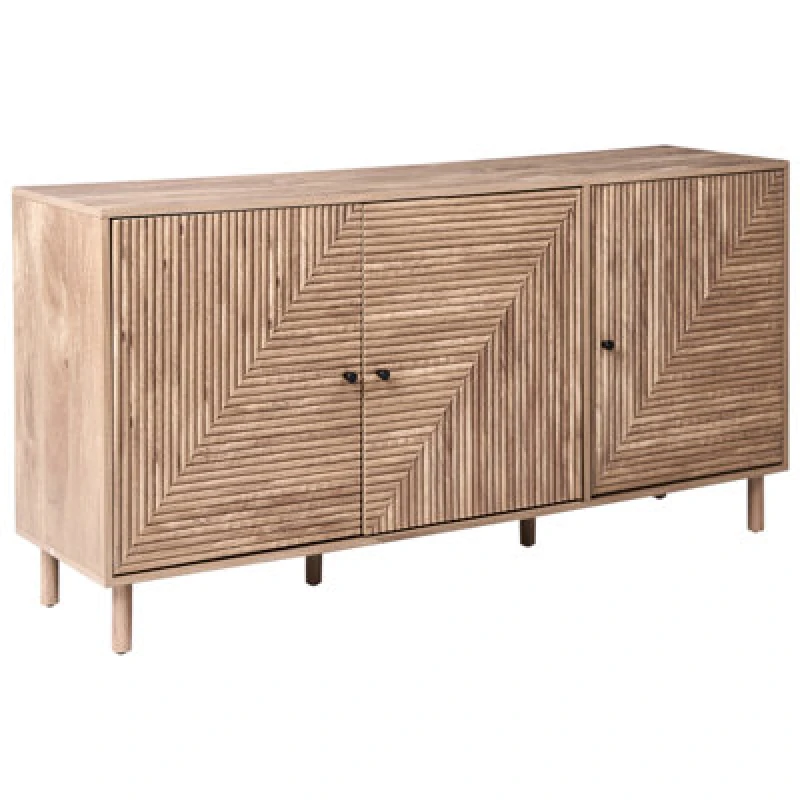 Image of Beliani 3 Door Sideboard Ronge Light Brown