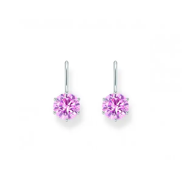 Image of Thomas Sabo Sterling Silver Basics Pink Zirconia Earrings H2287-051-9