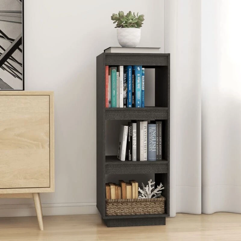 Image of VIDAXL Vidaxl - Book Cabinet/Room Divider Grey 40x35x103cm Solid Pinewood 8720286815779