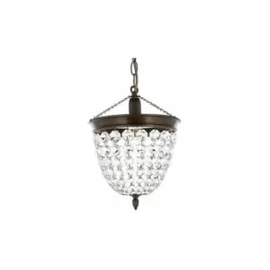 Image of Impex Baguette Crystal Antique Brass Pendant Ceiling Light