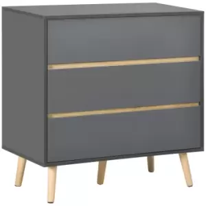 Image of HOMCOM Drawer Chest, 3-Drawer Storage Organiser for Bedroom, Living Room, 80cmx40cmx80cm, Dark Grey