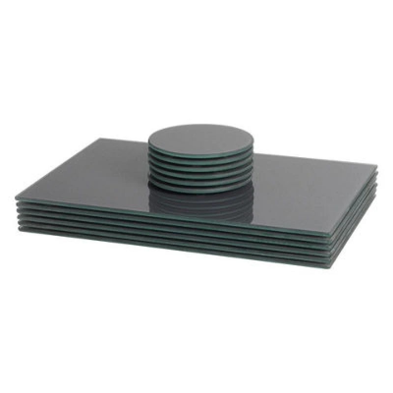 Image of Harbour Housewares 12pc Glass Placemats & Coasters Set 30cm x 20cm Round Grey