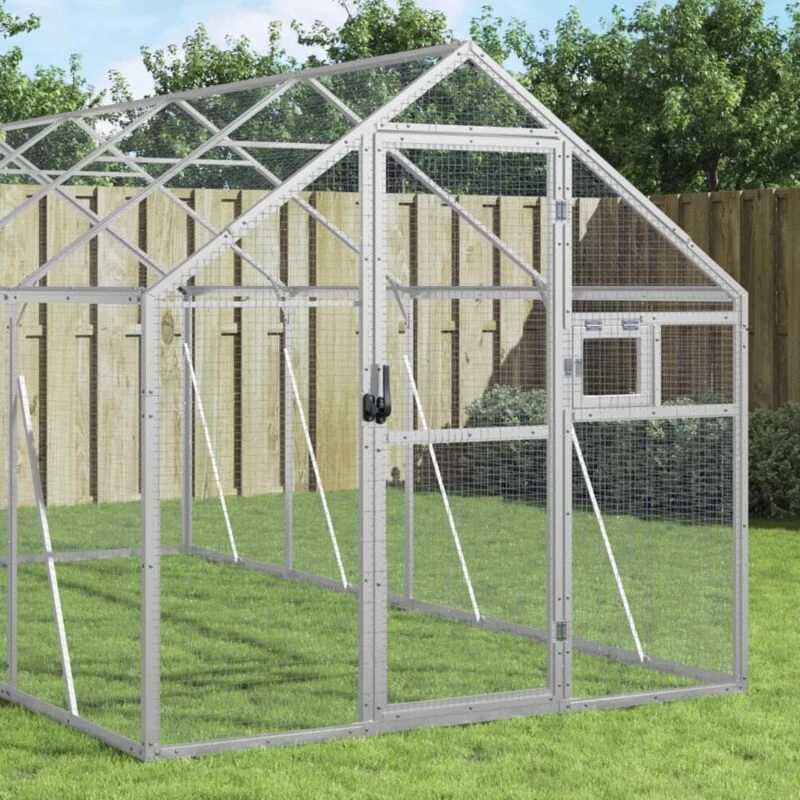 Image of vidaXL Aviary Silver 1.79x6x1.85 m Aluminium, Silver 3155798