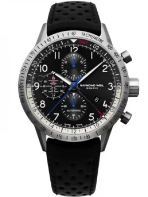 Image of Raymond Weil Mens Freelancer Titanium Pilot Strap Watch 7754-TIC-05209