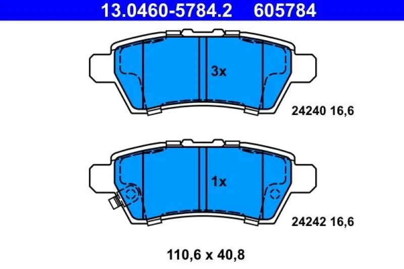 Image of ATE 13.0460-5784.2 Brake pad set with acoustic wear warning Brake Pad Set,disc brake (402)