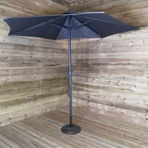 image of 3m Aluminium Parasol Dark Grey with Crank Handle for Garden or Patio