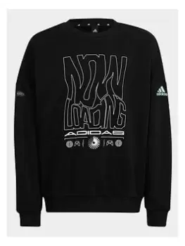 image of adidas Loose Fit Arkd3 Crew Sweatshirt - Black, Size 13-14 Years