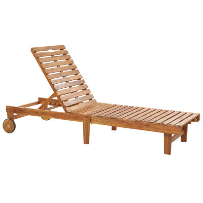 Image of Beliani Sun Lounger Pietralunga Reclining Acacia Wood Brown