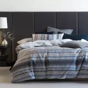 Image of Linen House Northbrook Duvet Cover Set (King) (Indigo)