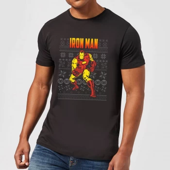 Image of Marvel Avengers Classic Iron Man Mens Christmas T-Shirt - Black - 3XL - Black