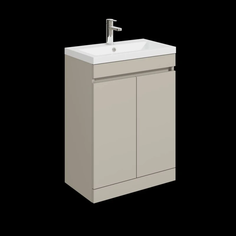 Image of Balterley 600mm Floor Standing 2 Door Unit with Polymarble Basin - Pebble Grey Grey Unisex