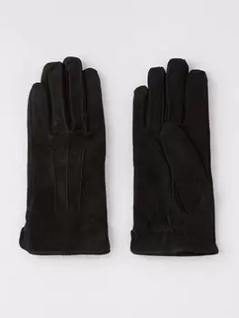 image of PIECES Nellie Suede Gloves - Black, Size L, Women