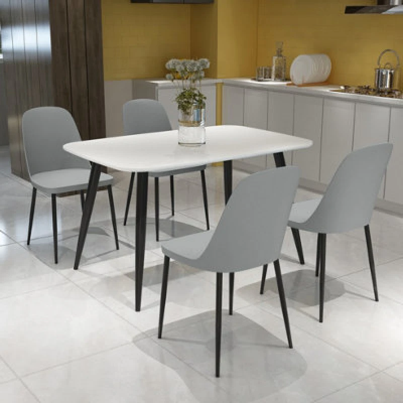 Image of Core Products Aspen White 120Cm Rectangular Dining Table With 4 Grey Plastic Duo Design Chairs