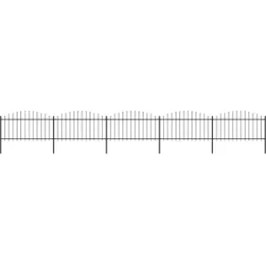 Image of Garden Fence with Spear Top Steel (1.25-1.5)x8.5 m Black Vidaxl Black