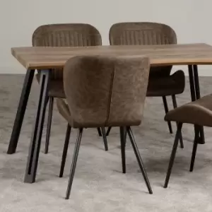 Image of Quebec Wave Dining Set Mid Oak (Brown)