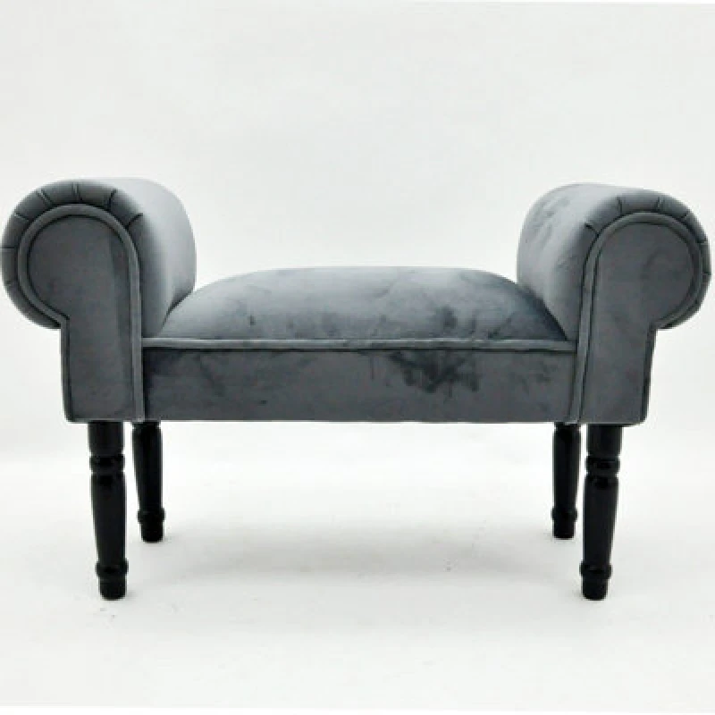 Image of Minster Window Seat Bench - Velvet - L30 X W86 X H52cm - Grey