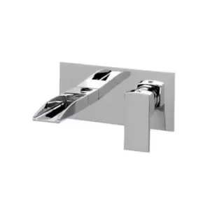 Image of Wall Mounted Chrome Mono Waterfall Basin Mixer Tap - Tabor