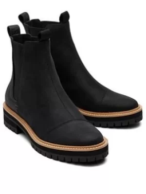 Image of TOMS Dakota Water Resistant Leather Boot, Black, Size 5, Women