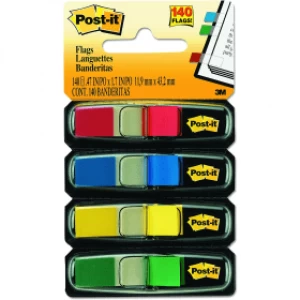 Image of 3M Post-it Index Tabs 11mm x 43mm - Assorted Colours