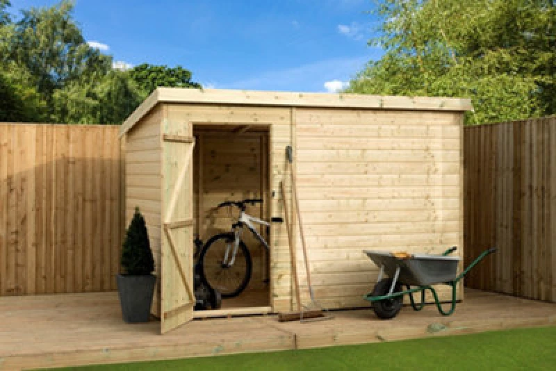 Image of Empire Sheds Empire 1000 Pent 10X3 Pressure Treated Tongue And Groove Wooden Garden Shed Door Left (10' X 3' / 10ft X 3ft) (10X3)