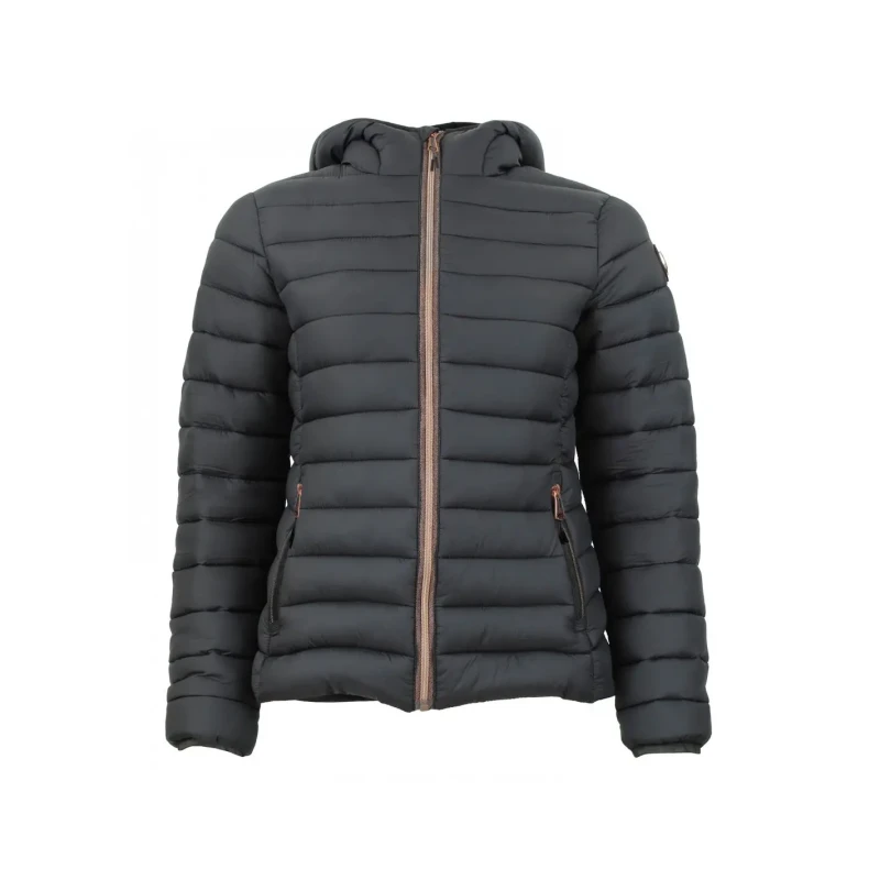 Image of Womens Peak Mountain Fine Hooded Puffer Noir Female 2XL