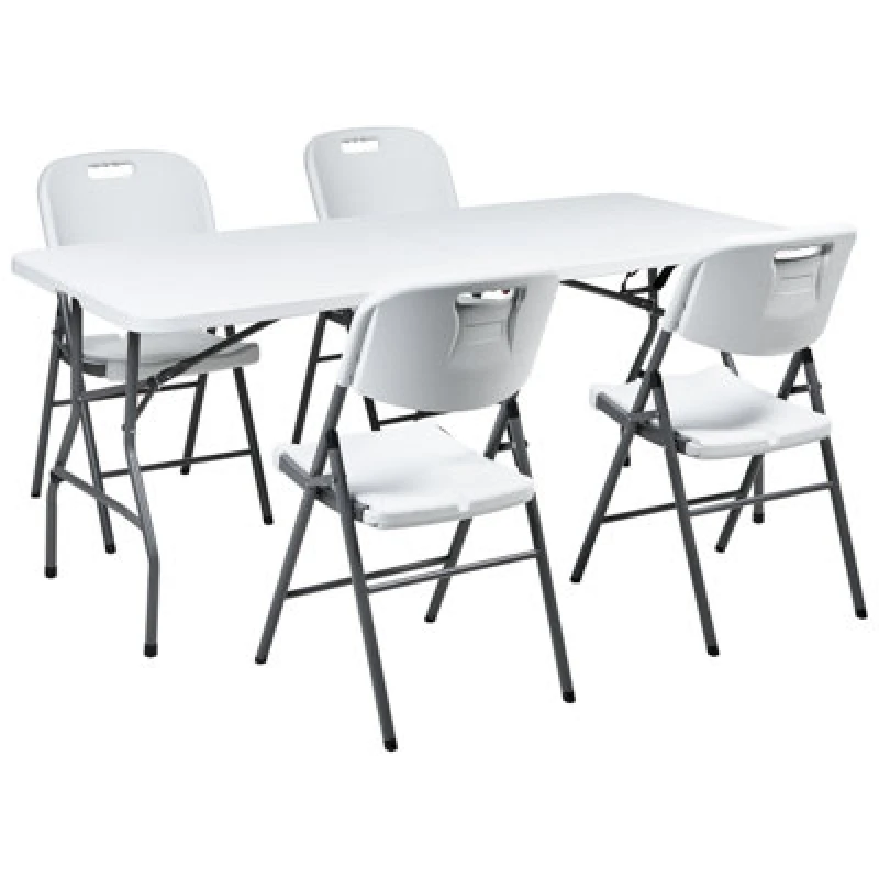 Image of Beliani Garden Dining Set 4 Seater Cugnoli Folding White