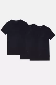 Image of Mens 3 Pack Navy Muscle Fit Crew Neck T-Shirts