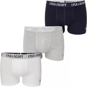 Image of Lyle & Scott Boys 3 Pack Boxer Set - Navy/White/Grey, Size Age: 14-15 Years