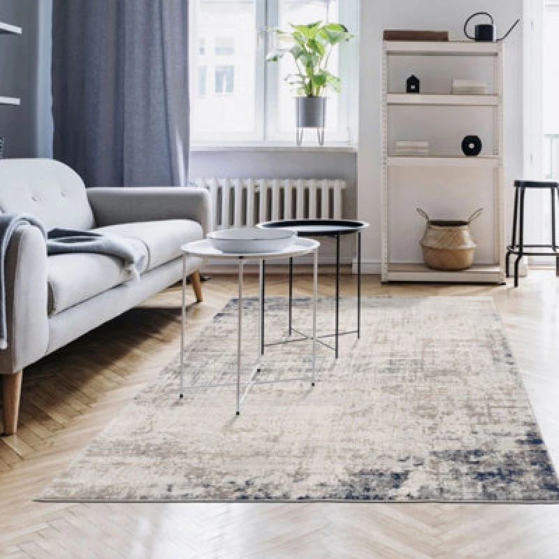 Image of The Rugs Montana Brown Navy Abstract Area Rug And Runner Soft Durable Pet Friendly Easy To Clean Living Room Bedroom 3718B